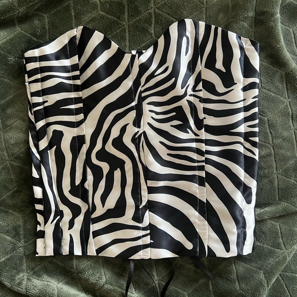 🖤 Zebra Print Corset Top | Lace-Up Back | Statement Piece 🖤